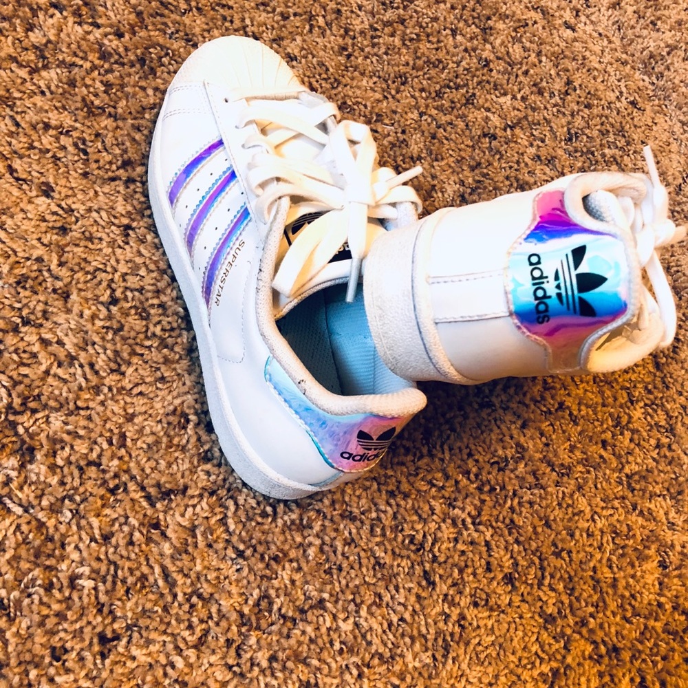 White Adidas Superstar Iridescent Shoes